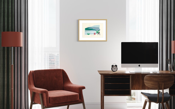 シルクスクリーン版画「Australian Wategos beach」海／青／サーフィン／絵画／コンテンポラリー 人気・おすすめ｜安定人気・収納便利におすすめ 丁寧対応 配送追跡可 人気ランキング上位