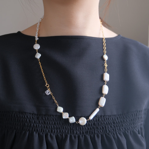 3wayパールブレスレット＆ネックレス 淡水バロックパール 14kgf 