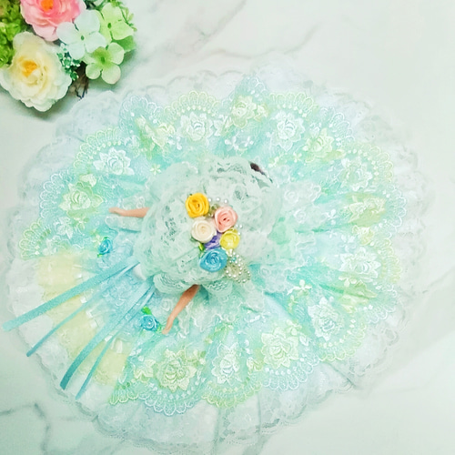 リカちゃん用着せ替えドレス 薔薇の刺繍たっぷりドレス パニエ