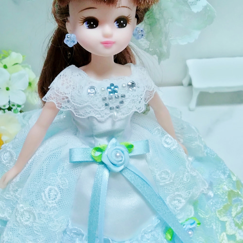 リカちゃん ドール 薔薇ドレス リカちゃん用着せ替えドレス 薔薇の刺繍たっぷりドレス パニエ