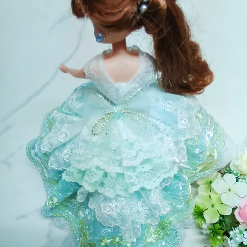 リカちゃん用着せ替えドレス 薔薇の刺繍たっぷりドレス パニエ