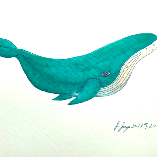 ピースフルクジラさんのイラスト原画◎ ピースフルクジラさんのイラスト原画◎
