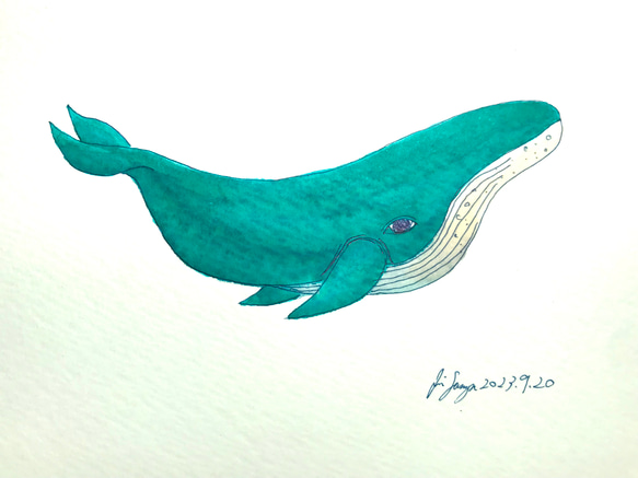 クジラのイラスト 12[ハガキサイズ原画] 2枚目の画像