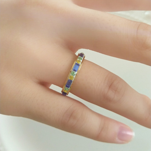 DIAMOND & BLUE MOONSTONE RING(2JR0332)K10 リング｜スター