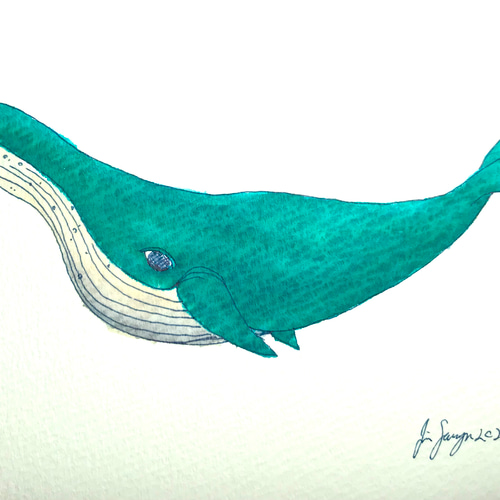 放送大学 割引 クジラのイラスト 14[ハガキサイズ原画] イラスト 染谷仁 通販 絵画