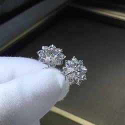 【豪華仕様】サンフラワー　ダイヤモンド　ピアス　 K18WG 4枚目の画像