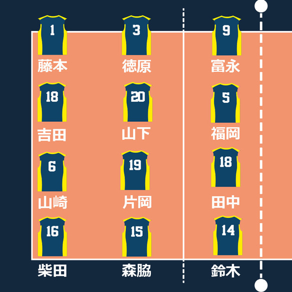 バレーボール卒団記念【10枚以上購入で1枚2,850円】　お名前、背番号、ユニフォーム、エンブレムが入る今治製プチフェイ 5枚目の画像