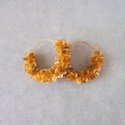 オートクチュール刺繍▫️HOOP 14kgfピアス #ER2301 YELLOW GOLD / リュネビル刺繍 1枚目の画像