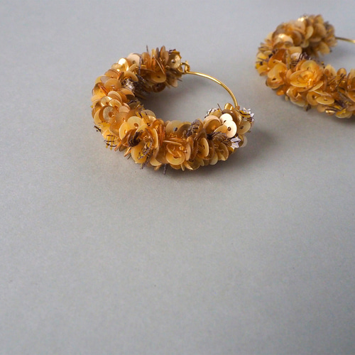 オートクチュール刺繍▫️HOOP 14kgfピアス #ER2301 YELLOW GOLD