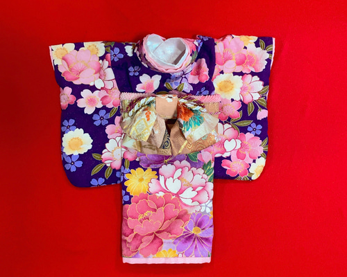 犬の着物✨犬用本格振袖着物 正絹 ラメ金彩入り 紫 犬服 お正月 七五三