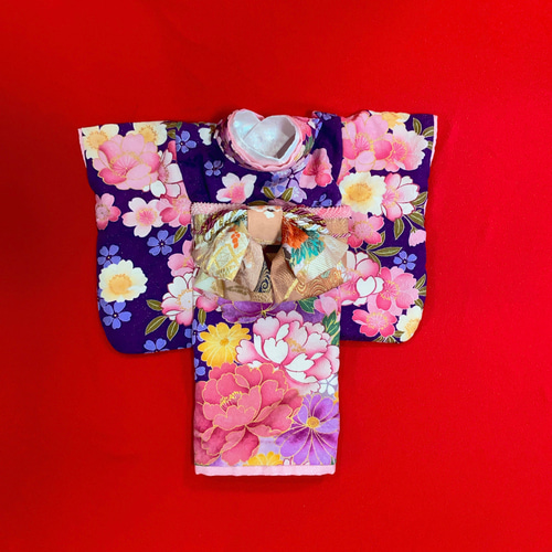 犬の着物✨犬用本格振袖着物 正絹 ラメ金彩入り 紫 犬服 お正月 七五三