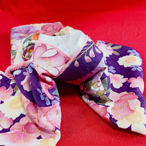 犬の着物✨犬用本格振袖着物 正絹 ラメ金彩入り 紫 犬服 お正月 七五三