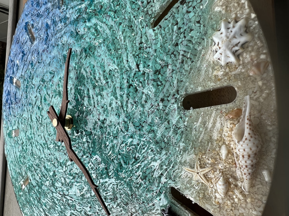 時計　波紋　壁掛け　ホヌ　引越しお祝い　エポキシレジン　レジン時計 2枚目の画像