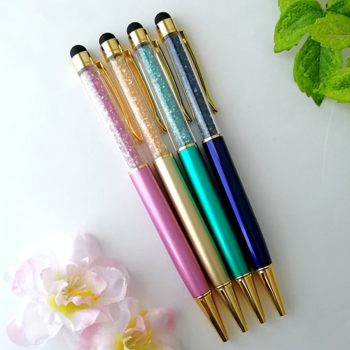 タッチペン付き キラキラ ビーズボールペン】 プレゼントにも❀ ハー