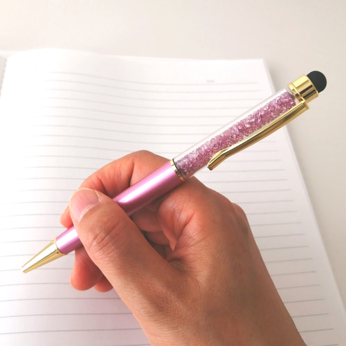 タッチペン付き キラキラ ビーズボールペン】 プレゼントにも❀ ハー