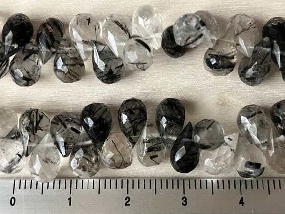4粒  素材　天然石ビーズ　宝石質トルマリンクォーツ　ドロップ 2枚目の画像