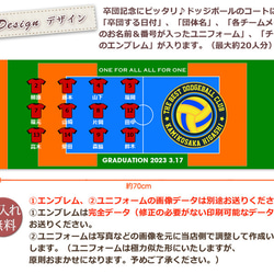ドッジボール卒団記念【10枚以上購入で1枚2,850円】　お名前、背番号、ユニフォーム、エンブレムが入る今治製プチフェイ 2枚目の画像