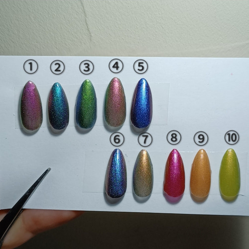 受注製作】マグネットシーグリーン フラワー ネイルチップ No.43  