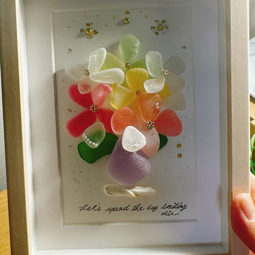 上品なブランド シーグラスアート『 Colorfulな風船に乗って～letter その他