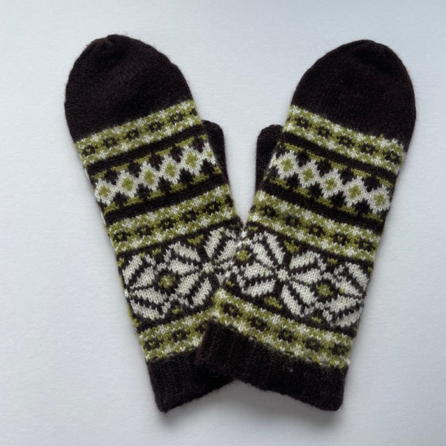 カシミヤ　ジャガードニットミントグローブ　（レディス）