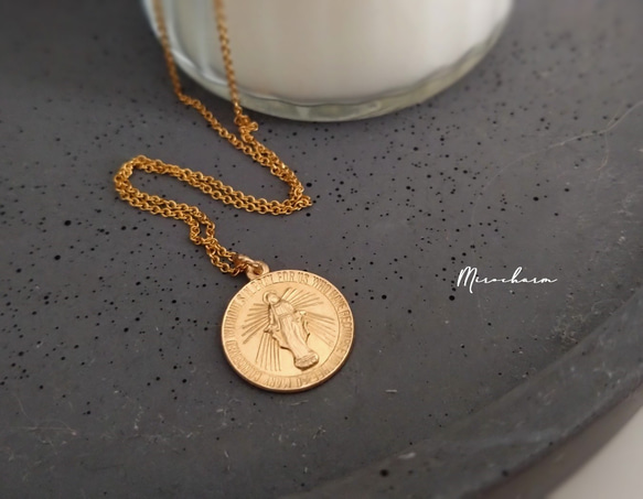 {14kgf} ＋メダイコインチャーム＋シンプルネックレス*Médaille miraculeuse* 1枚目の画像