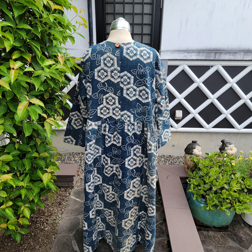 着物リメイク 古布 手作り 型染め ワンピース ワンピース