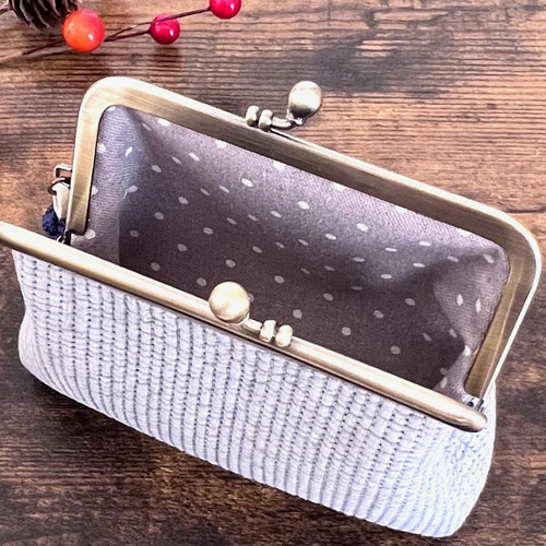 ヌビ＊がま口カード・小物入れ ミニ財布（グレー） その他ミニ財布