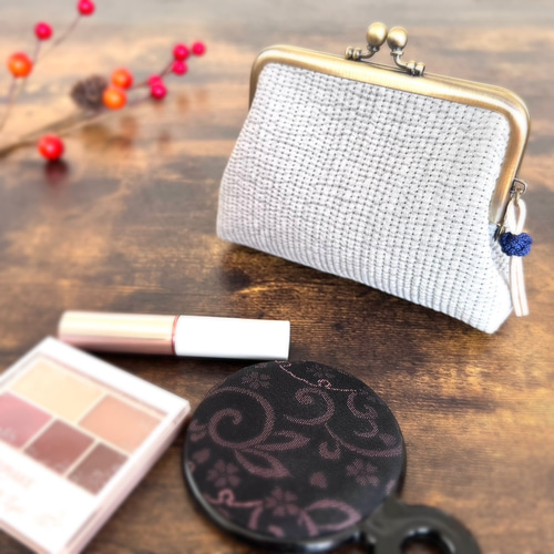 ヌビ＊がま口カード・小物入れ ミニ財布（グレー） その他ミニ財布