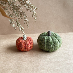 色が選べる『ほっこり』毛糸のかぼちゃ2個セット　オブジェ 3枚目の画像