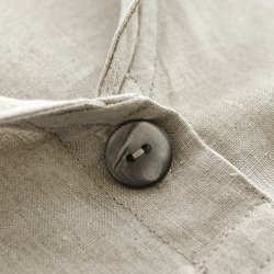 亞麻披肩領3/4袖洋裝寬鬆A字（自然米色）OP23。 第9張的照片