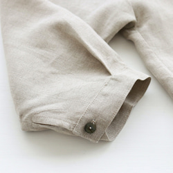 亞麻披肩領3/4袖洋裝寬鬆A字（自然米色）OP23。 第12張的照片