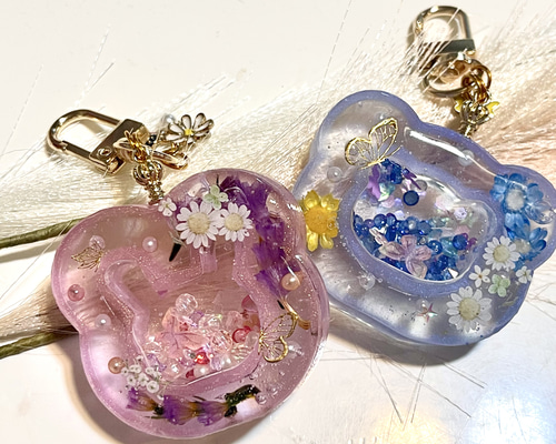 ドライフラワーのダブルシェイカー キーリング 真夜中の小人 通販