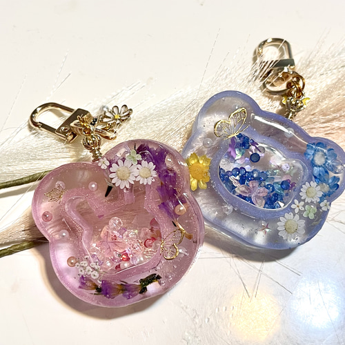 ドライフラワーのダブルシェイカー キーリング 真夜中の小人 通販