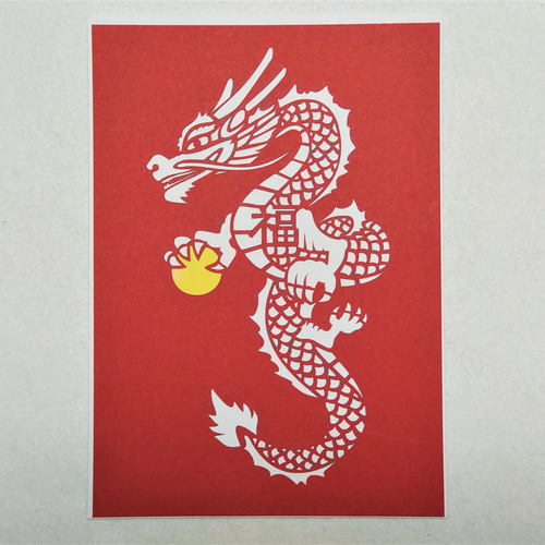 白龍 招福 切り絵（赤） 切り絵 青森ヒバ木工 ARAJIN 通販 16583366