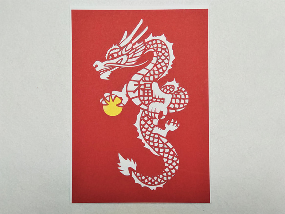 白龍 招福 切り絵（赤） 切り絵 青森ヒバ木工 ARAJIN 通販 16583366