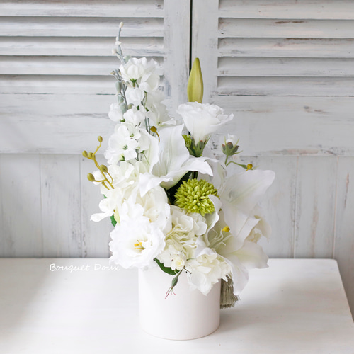 仏花059】カサブランカやユリのお供えフラワーアレンジメント 造花