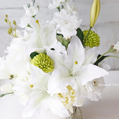 仏花059】カサブランカやユリのお供えフラワーアレンジメント 造花