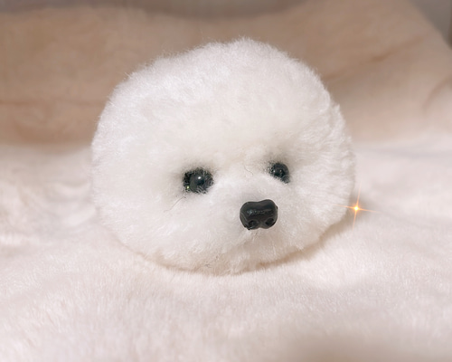 羊毛フェルト ハンドメイド 犬 りぼんページ 犬ぽんぽん☺︎ビションフリーゼ☺︎手作りマスコット 羊毛