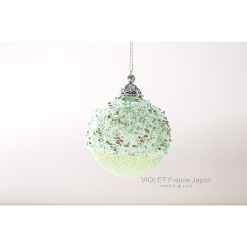 プラスチック デコボールオーナメント ミントグリーン 2コセット