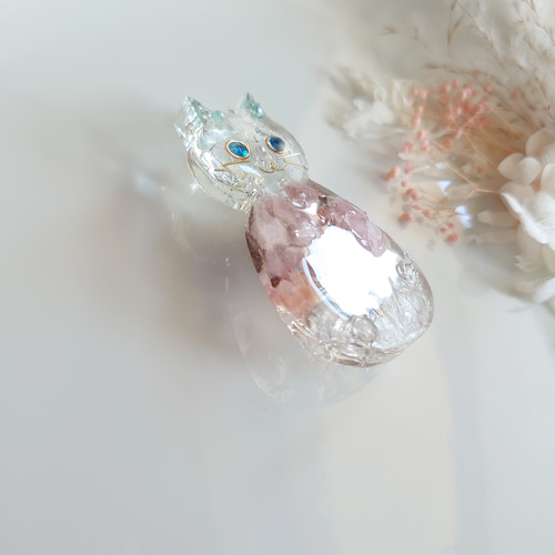 NO.878❤猫と薔薇❤レジンへアゴム ブローチ NO.436❤猫 お花❤レジンヘアゴム ブローチ