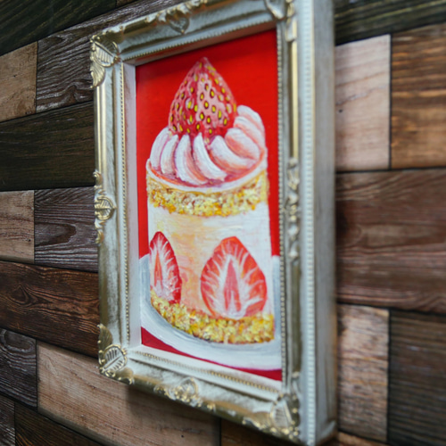 油絵 ミニ絵画【ショートケーキ】 絵画 HR 通販 16583676