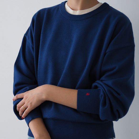 クルーネックニット Little B ブルー(長袖) 6枚目の画像