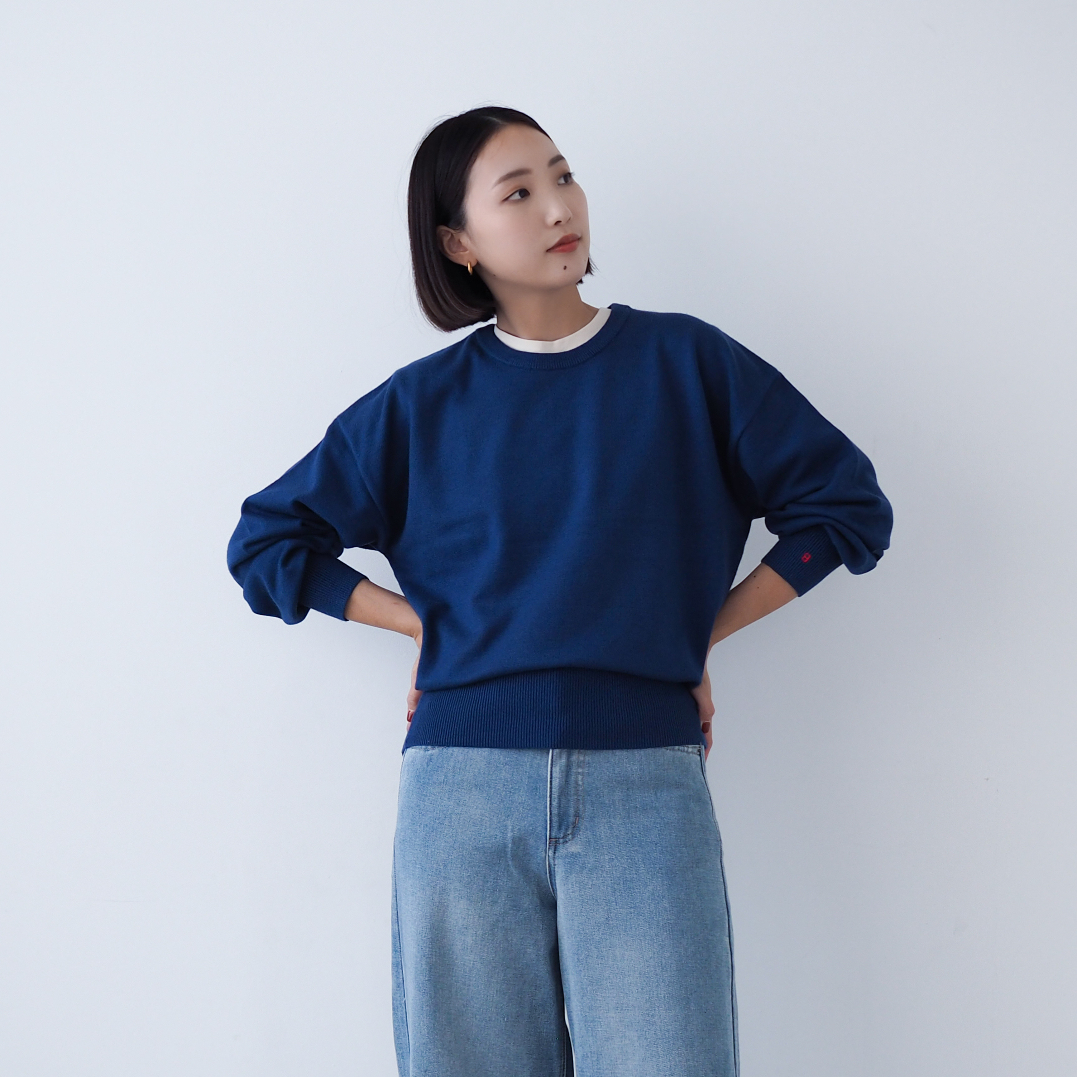 90s コットンニット ケーブルニット ティファニーブルー クルーネック 古着 90s コットンニット ケーブルニット ティファニーブルー クルー