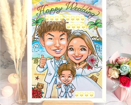 ウェルカムボード 似顔絵オーダー 結婚祝い ウェルカムスペース イラスト ウェルカムボード ウェルカムスペース フレームセット 似顔絵
