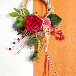 新作しめ縄飾り＊紅香椿と積雪椿のお正月飾り しめ縄・しめ飾り iko