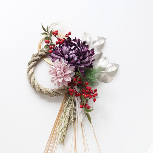 ⭐︎新作⭐︎美しさ際立つ 菊のインテリアしめ縄 お正月飾り しめ飾り