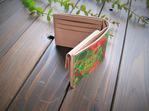 サイケな奴 サドルレザーの二つ折り財布 手染めで仕上げて居ます