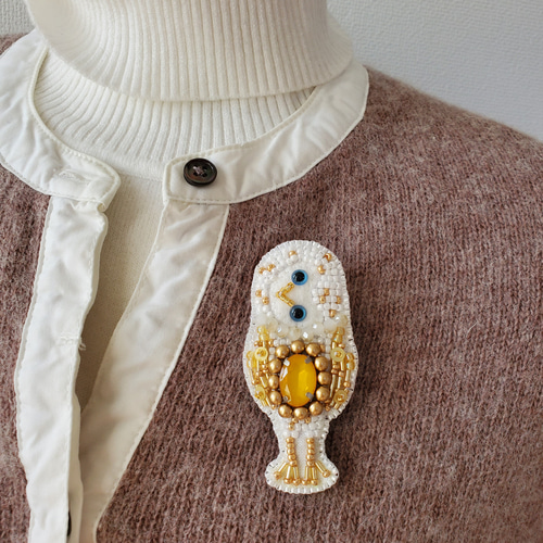 手作りキット メンフクロウさんのビーズ刺繍ブローチ キット