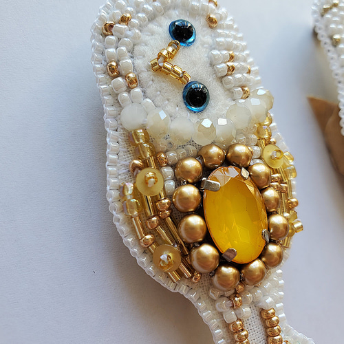 手作りキット メンフクロウさんのビーズ刺繍ブローチ キット