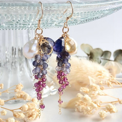 14kgf］宝石質 桜ピンクのローズクォーツ 一粒ピアス イヤリング変更可